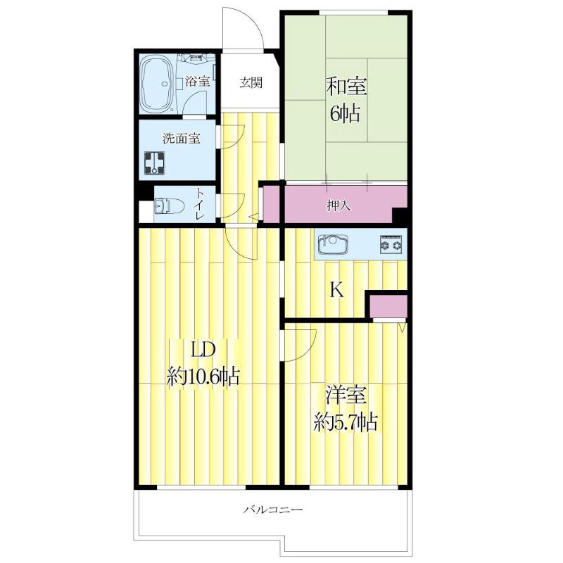上山手町の完工年月(1995年3月)築の賃貸マンションの間取り