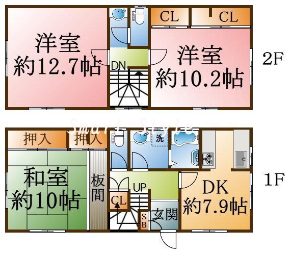 潮見台町の完工年月(1998年1月)築の賃貸一戸建ての間取り