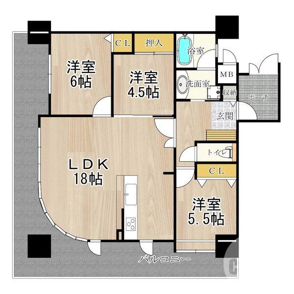 中安井町の完工年月(2005年8月)築の賃貸マンションの間取り