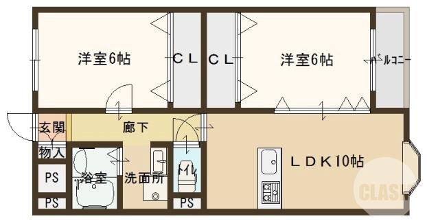 深井北町の完工年月(1992年8月)築の賃貸マンションの間取り