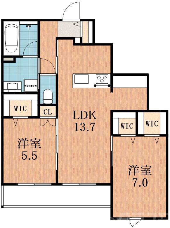 南長尾町の完工年月(2023年2月)築の賃貸マンションの間取り
