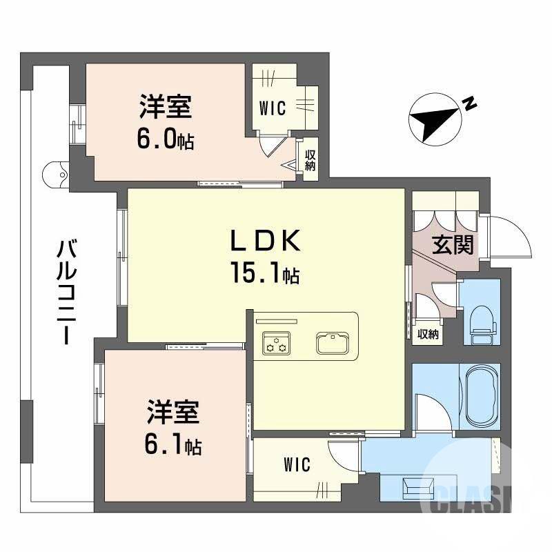 浜寺元町の完工年月(2026年2月)築の賃貸マンションの間取り