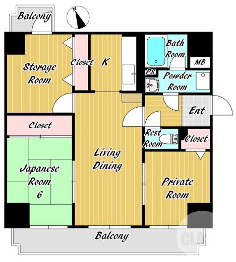 浜寺石津町中の完工年月(1997年1月)築の賃貸マンションの間取り