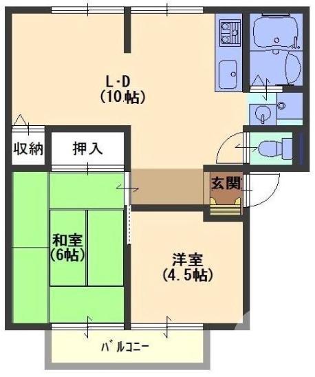 松屋大和川通の完工年月(1993年3月)築の賃貸アパートの間取り