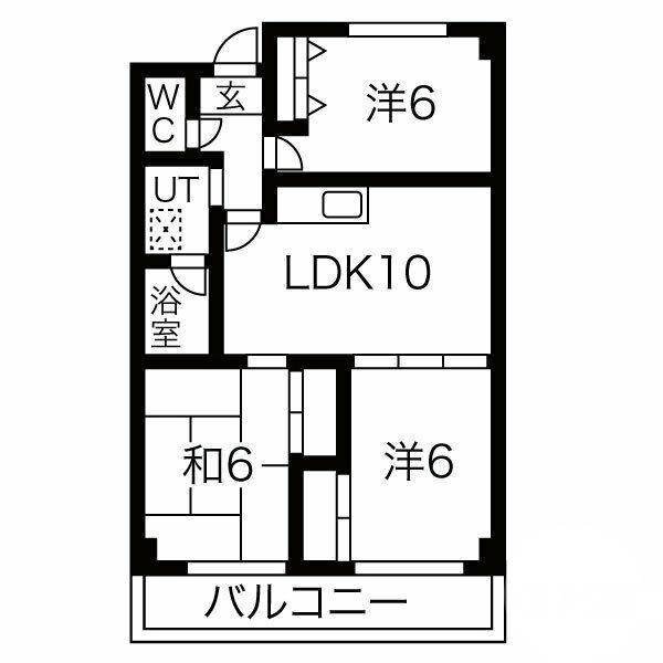 庄屋の完工年月(1996年9月)築の賃貸マンションの間取り