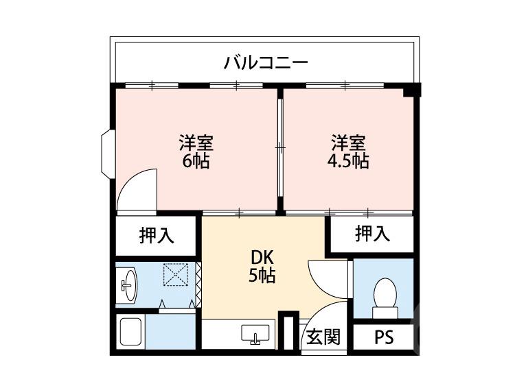 新芦屋下の完工年月(1987年5月)築の賃貸マンションの間取り