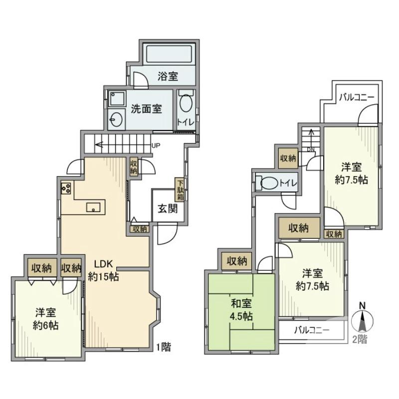 土塔町の完工年月(1993年10月)築の賃貸一戸建ての間取り