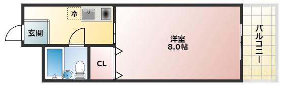 服部本町の完工年月(1994年2月)築の賃貸マンションの間取り
