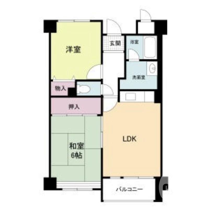 深井水池町の完工年月(1990年1月)築の賃貸マンションの間取り