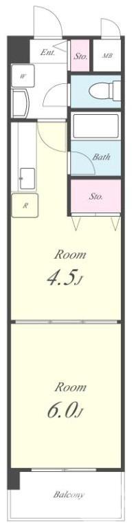向陵中町の完工年月(2000年3月)築の賃貸マンションの間取り