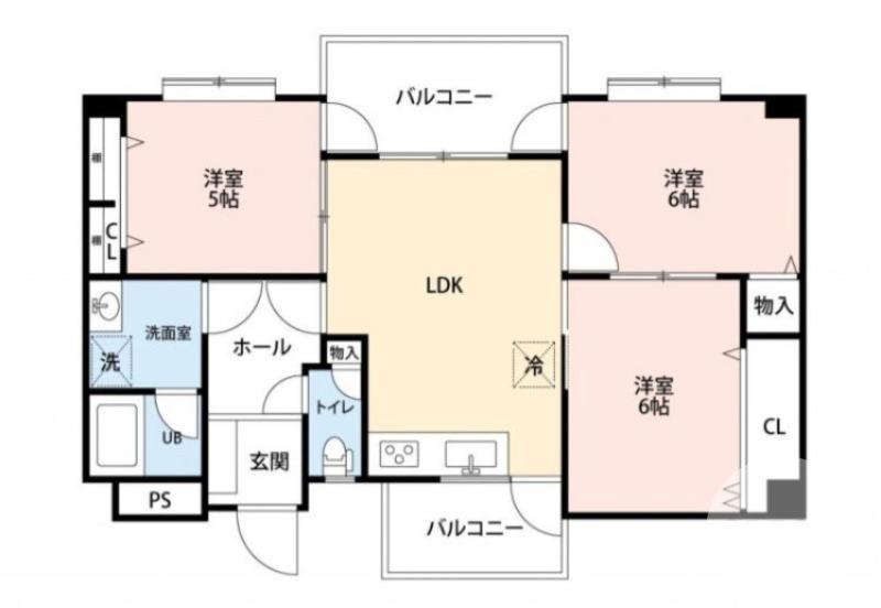 百舌鳥本町の完工年月(1989年6月)築の賃貸マンションの間取り