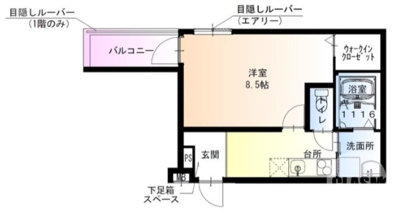 出島海岸通の完工年月(2026年1月)築の賃貸アパートの間取り