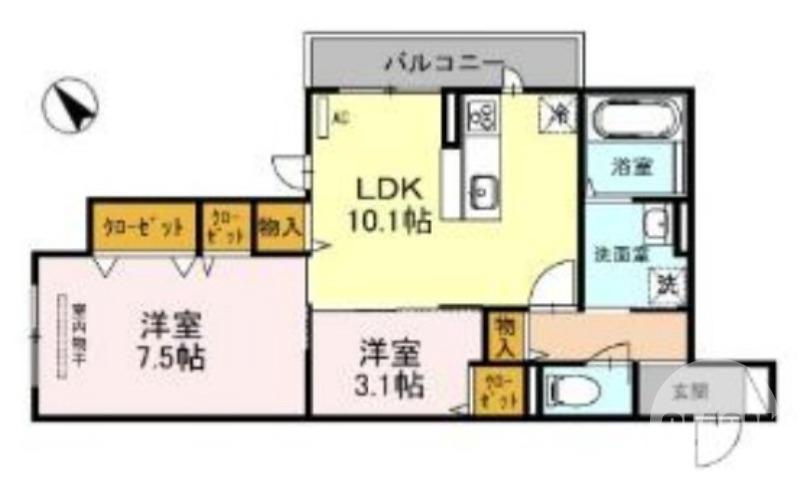 東三国ヶ丘町の完工年月(2022年2月)築の賃貸アパートの間取り