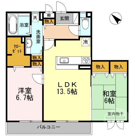 山田東の完工年月(2013年9月)築の賃貸アパートの間取り