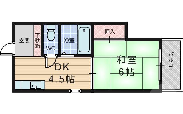 大桐の完工年月(1988年4月)築の賃貸マンションの間取り