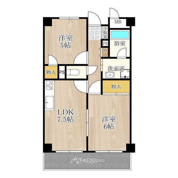 豊里の完工年月(1994年9月)築の賃貸マンションの間取り