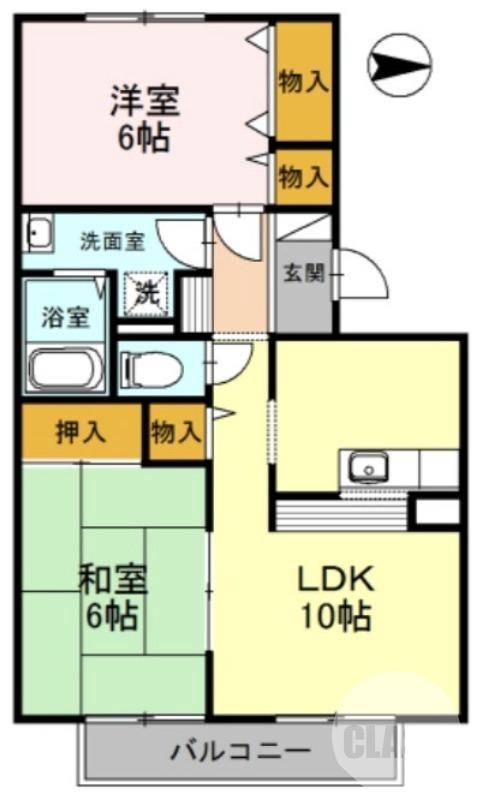 上の完工年月(1994年6月)築の賃貸アパートの間取り