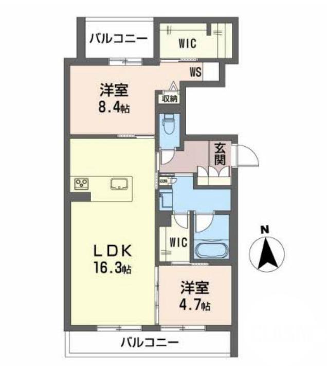 垂水町の完工年月(2025年1月)築の賃貸アパートの間取り