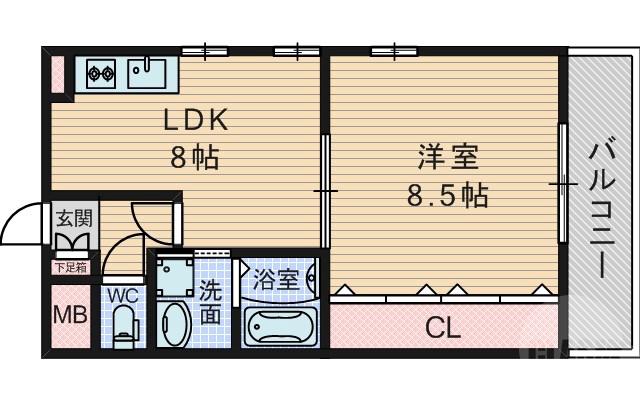 西淡路の完工年月(1999年3月)築の賃貸マンションの間取り