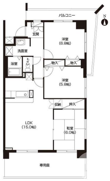 東三国ヶ丘町の完工年月(1999年3月)築の賃貸マンションの間取り