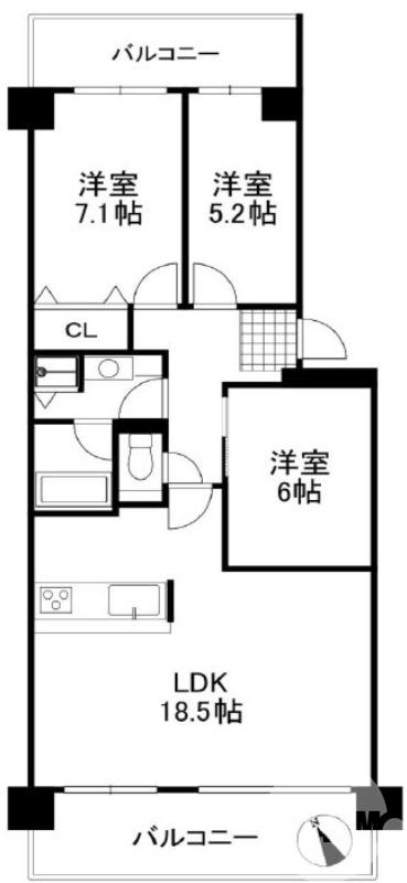 深井清水町の完工年月(1991年3月)築の賃貸マンションの間取り