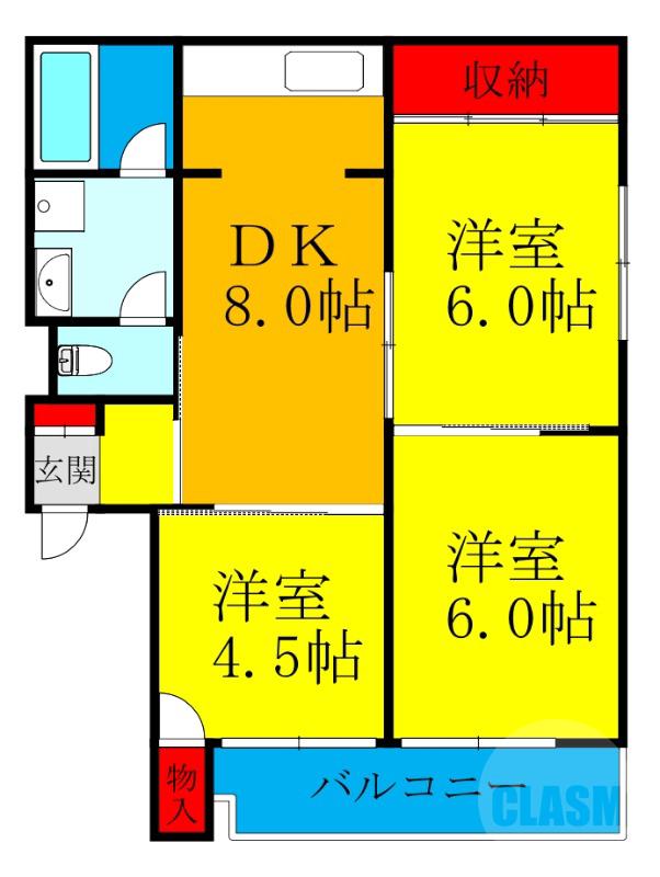 井高野の完工年月(1981年1月)築の賃貸マンションの間取り
