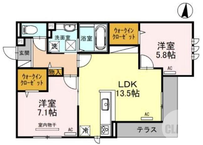 鳳中町の完工年月(2023年12月)築の賃貸アパートの間取り