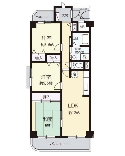 金岡町の完工年月(1998年8月)築の賃貸マンションの間取り