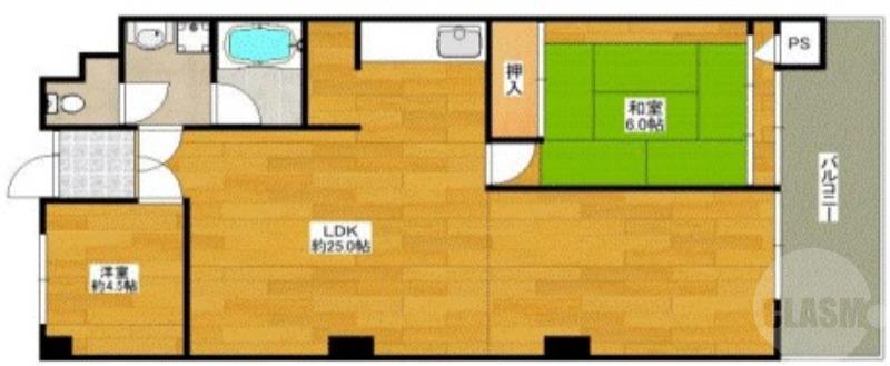 千里山月が丘の完工年月(1969年3月)築の賃貸マンションの間取り