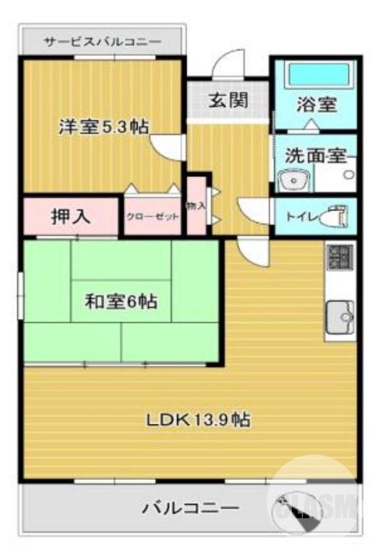 神明町西の完工年月(1998年1月)築の賃貸マンションの間取り
