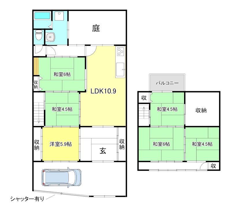 紫野上築山町貸家の間取り