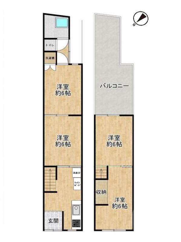 上新庄の完工年月(1965年1月)築の賃貸一戸建ての間取り