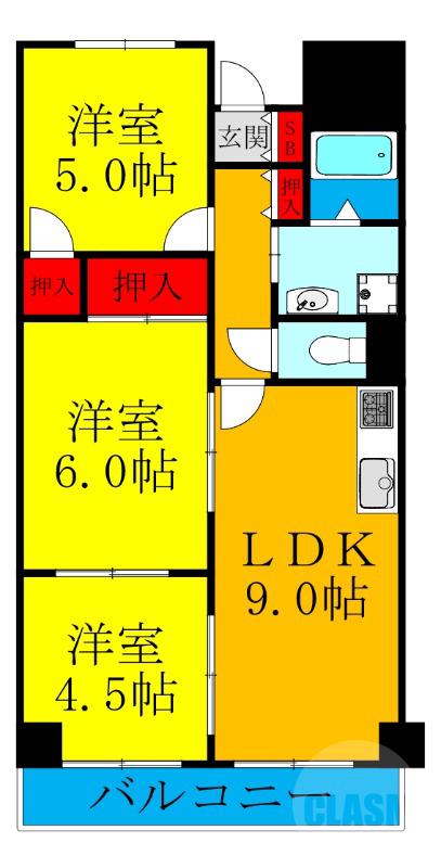 豊里の完工年月(1994年9月)築の賃貸マンションの間取り