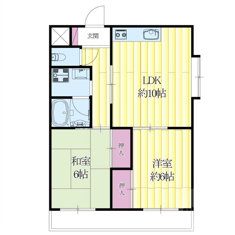昭和町の完工年月(1988年6月)築の賃貸アパートの間取り