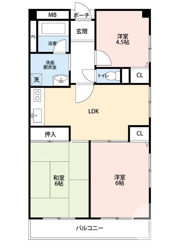 東浅香山町の完工年月(1988年10月)築の賃貸マンションの間取り