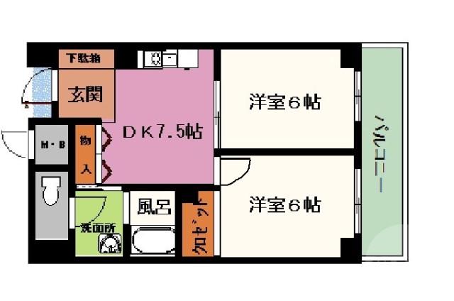 丑寅の完工年月(1994年3月)築の賃貸マンションの間取り