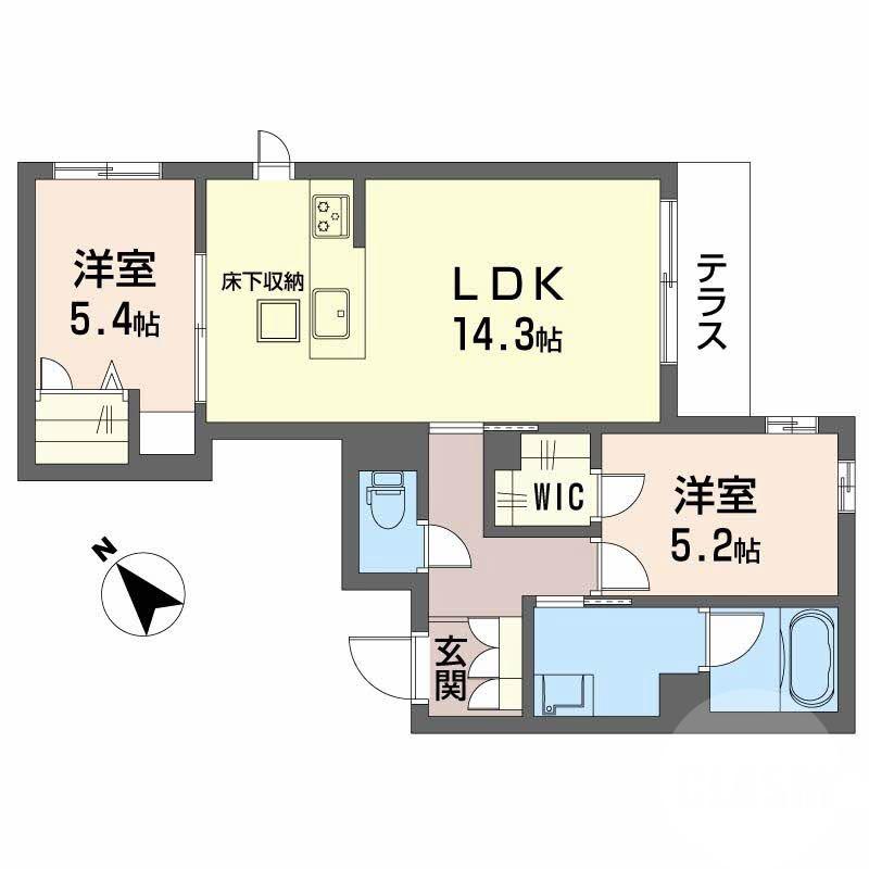 山田東の完工年月(2026年2月)築の賃貸マンションの間取り