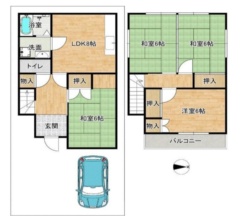 新在家の完工年月(1986年4月)築の賃貸一戸建ての間取り