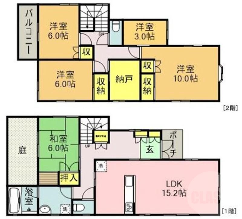 原町の完工年月(1997年11月)築の賃貸一戸建ての間取り