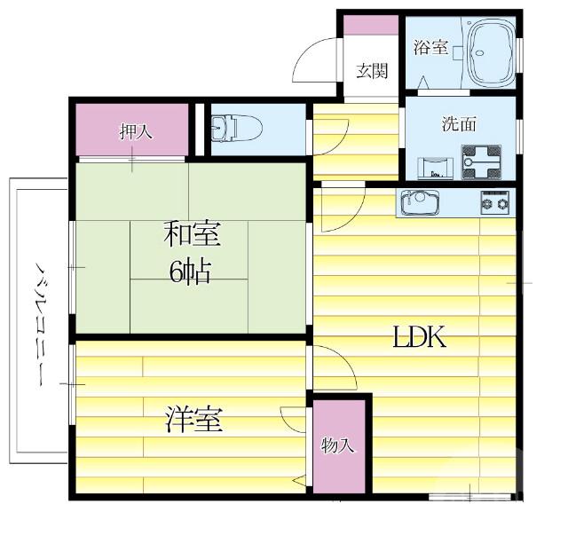 佐井寺南が丘の完工年月(1995年7月)築の賃貸アパートの間取り