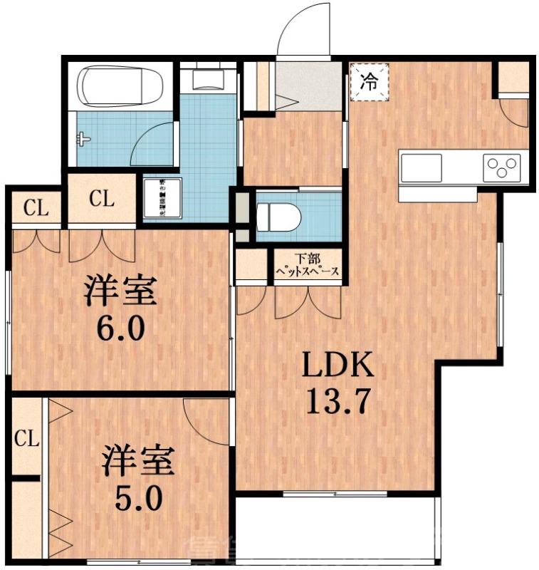 加美正覚寺の完工年月(2026年3月)築の賃貸マンションの間取り