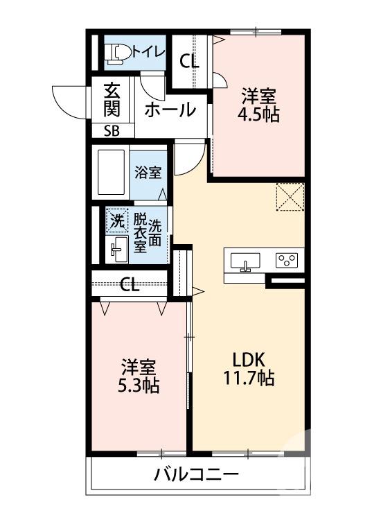 中百舌鳥町の完工年月(2026年1月)築の賃貸アパートの間取り