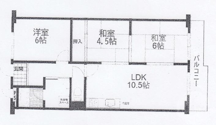 山田西の完工年月(1973年7月)築の賃貸マンションの間取り