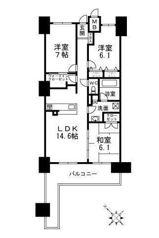 茶山台の完工年月(2008年6月)築の賃貸マンションの間取り
