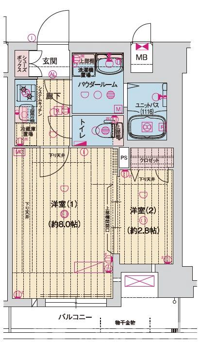 Asclaire京都西院(アスクレア京都西院)の間取り