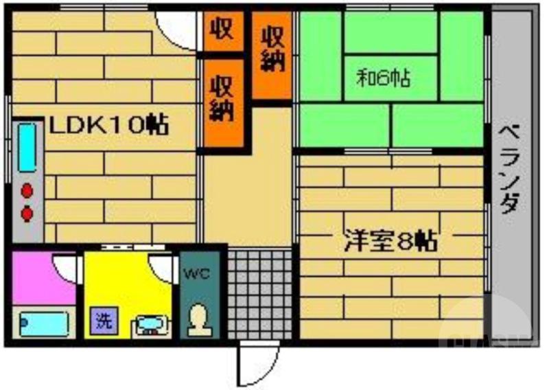 豊里の完工年月(1988年1月)築の賃貸マンションの間取り