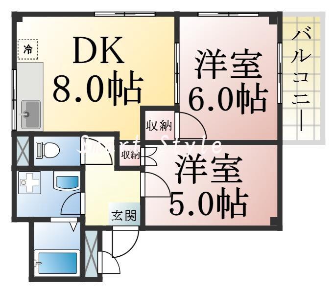 前原町の完工年月(1996年8月)築の賃貸マンションの間取り