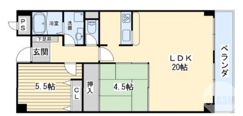 深阪の完工年月(1991年12月)築の賃貸マンションの間取り