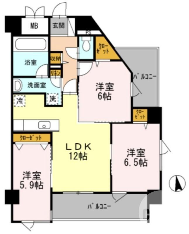 中長尾町の完工年月(2011年6月)築の賃貸マンションの間取り