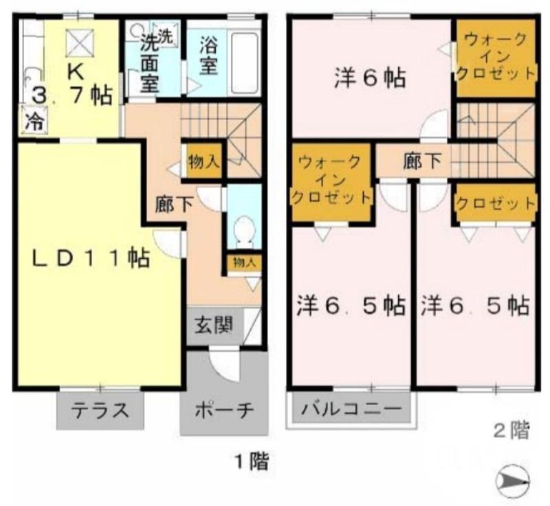 真福寺の完工年月(2005年3月)築の賃貸一戸建ての間取り